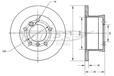 Диск тормозной задний TOMEX Brakes tx 70-35