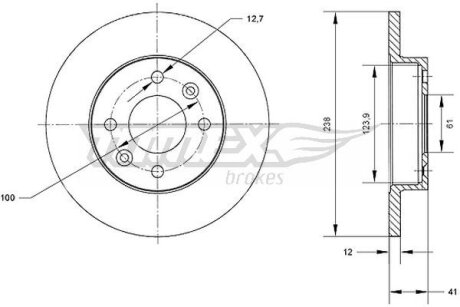 Диск тормозной передний TOMEX Brakes tx 70-36