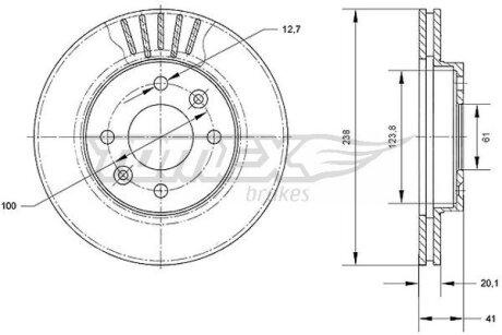 Диск тормозной передний TOMEX Brakes tx 70-45