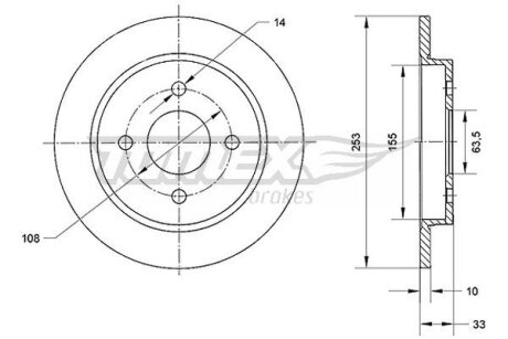 Диск тормозной задний TOMEX Brakes tx 70-47