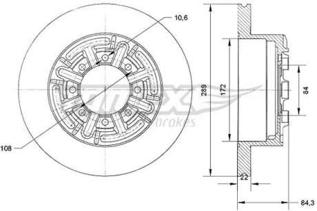 Диск тормозной задний TOMEX Brakes tx 70-48