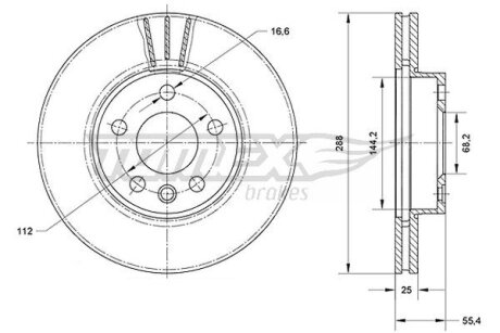 Диск тормозной передний TOMEX Brakes tx 70-54