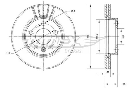 Диск тормозной передний TOMEX Brakes tx 70-78