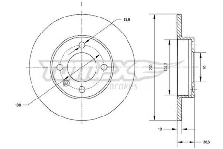 Диск тормозной передний TOMEX Brakes tx 70-88