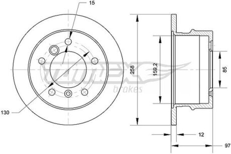 Диск тормозной задний TOMEX Brakes tx 70-90