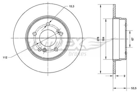 Купить Диск тормозной задний TOMEX Brakes tx 70-93 (фото1) подбор по VIN коду, цена 969 грн.