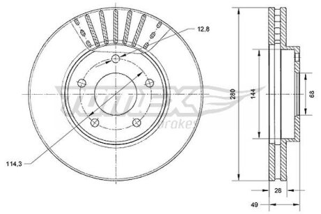 Диск тормозной передний TOMEX Brakes tx 71-00