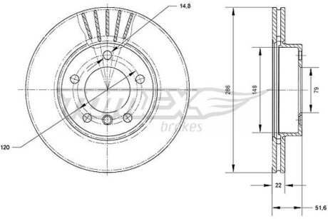 Диск тормозной передний TOMEX Brakes tx 71-02