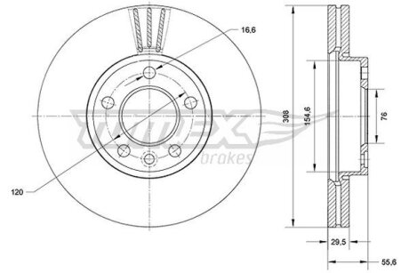 Диск тормозной передний TOMEX Brakes tx 71-04