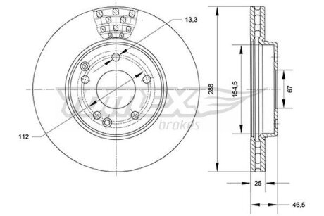 Диск тормозной передний TOMEX Brakes tx 71-06