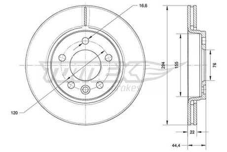 Диск тормозной задний TOMEX Brakes tx 71-07