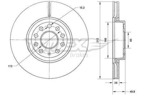 Купити Диск тормозной передний TOMEX Brakes tx 71-12 (фото1) підбір по VIN коду, ціна 1516 грн.