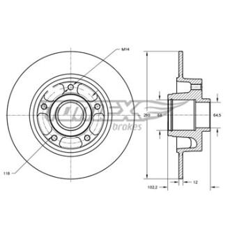 Диск тормозной задний TOMEX Brakes tx 71-141