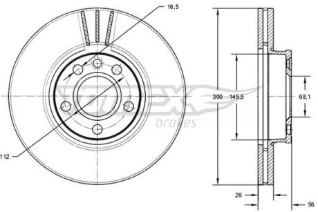 Диск тормозной передний Volkswagen Transporter, Sharan, Ford Galaxy TOMEX Brakes tx 71-33