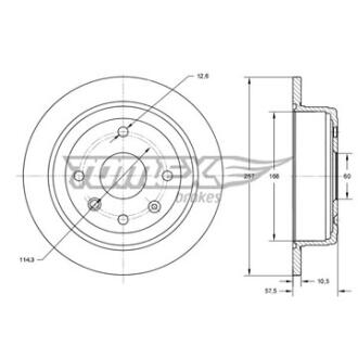 Диск тормозной задний TOMEX Brakes tx 71-36