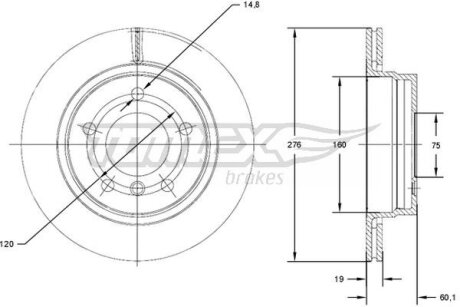 Диск тормозной задний TOMEX Brakes tx 71-57