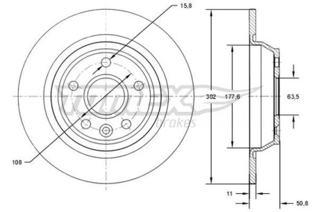 Купити Диск тормозной задний TOMEX Brakes tx 71-61 (фото1) підбір по VIN коду, ціна 1114 грн.