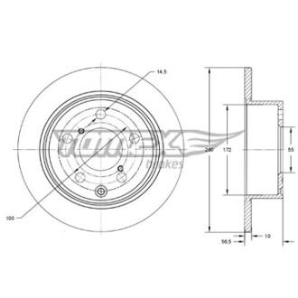 Диск тормозной задний TOMEX Brakes tx 71-67