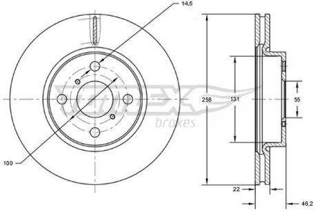 Диск тормозной передний TOMEX Brakes tx 71-70