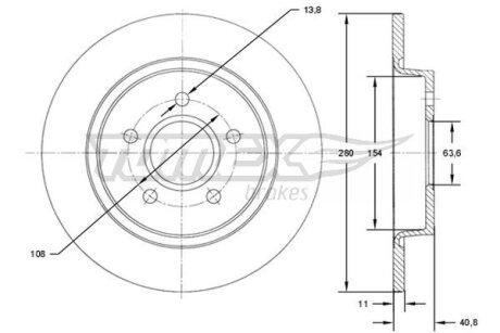 Купити Диск тормозной задний TOMEX Brakes tx 71-75 (фото1) підбір по VIN коду, ціна 1042 грн.