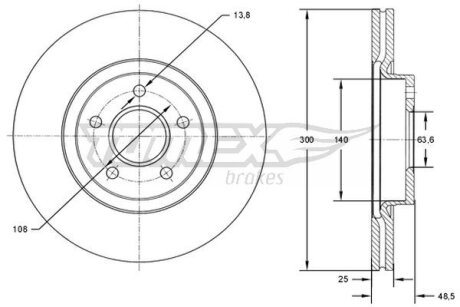 Купити Диск тормозной передний TOMEX Brakes tx 71-77 (фото1) підбір по VIN коду, ціна 1530 грн.