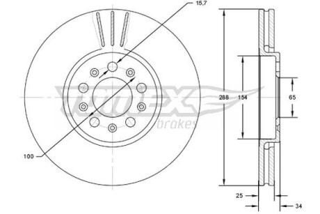 Купити Диск тормозной передний TOMEX Brakes tx 72-04 (фото1) підбір по VIN коду, ціна 1345 грн.