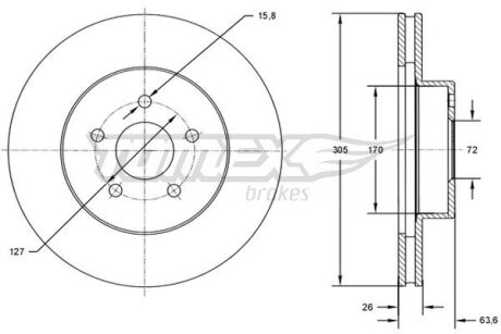 Диск тормозной передний TOMEX Brakes tx 72-23