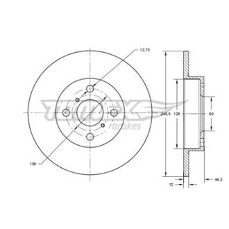 Диск тормозной передний TOMEX Brakes tx 72-29