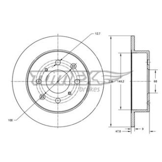 Диск тормозной задний TOMEX Brakes tx 72-32
