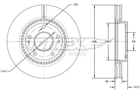 Диск тормозной передний TOMEX Brakes tx 72-47