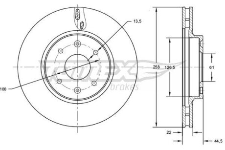 Купити Диск тормозной передний Dacia Logan, Renault Clio, Smart Fortwo, Forfour, Renault Logan, Twingo, Sandero TOMEX Brakes tx 72-60 (фото1) підбір по VIN коду, ціна 996 грн.