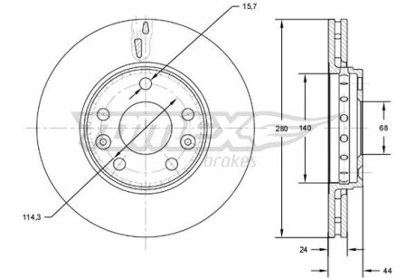 Диск тормозной передний TOMEX Brakes tx 72-61