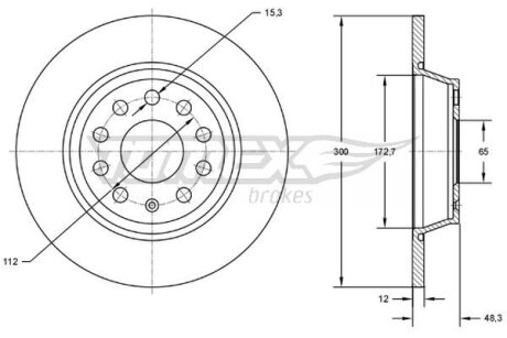 Диск гальмівний задній TOMEX Brakes tx 72-69
