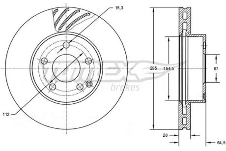 Диск тормозной передний TOMEX Brakes tx 72-76