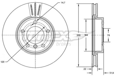 Диск тормозной передний BMW E46 TOMEX Brakes tx 72-85