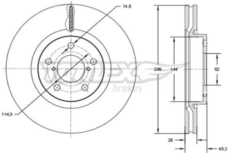 Диск гальмівний передній TOMEX Brakes tx 72-94
