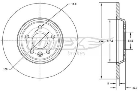 Диск тормозной задний TOMEX Brakes tx 73-08