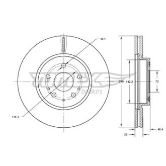 Диск тормозной передний TOMEX Brakes tx 73-22