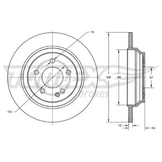 Диск тормозной задний Mercedes V-Class, Vito TOMEX Brakes tx 73-43
