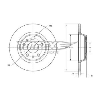 Диск тормозной задний TOMEX Brakes tx 73-48