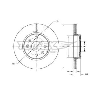 Диск тормозной передний TOMEX Brakes tx 73-62