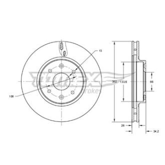 Диск тормозной передний TOMEX Brakes tx 73-64