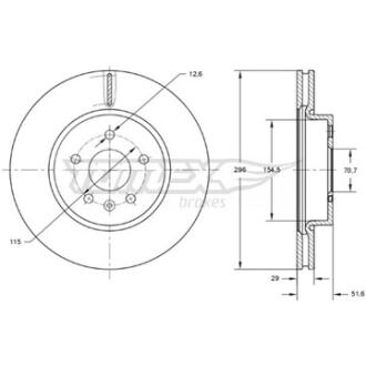 Диск тормозной передний TOMEX Brakes tx 73-69