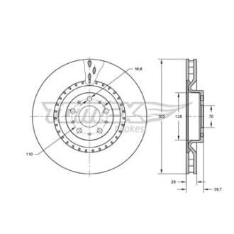 Диск тормозной передний TOMEX Brakes tx 73-74