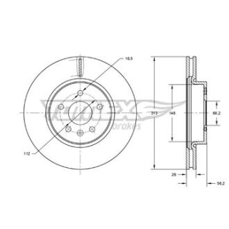 Диск тормозной передний TOMEX Brakes tx 73-89