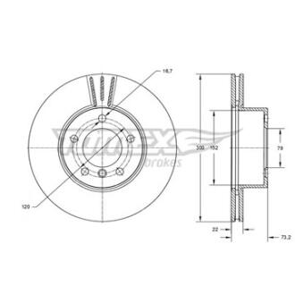 Диск тормозной передний TOMEX Brakes tx 74-01