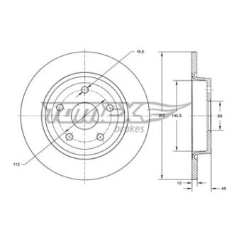 Диск тормозной задний TOMEX Brakes tx 74-12