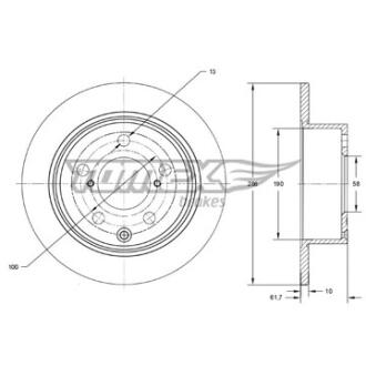 Диск тормозной задний TOMEX Brakes tx 74-15