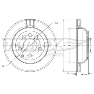Диск тормозной задний TOMEX Brakes tx 74-16