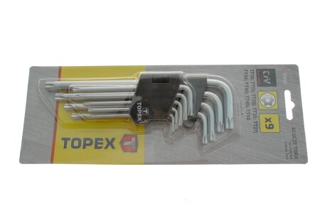 Набор ключей торцевых Г-под. T10-T50 9 ед. Topex 35D961